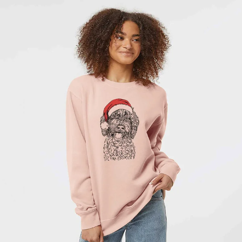 Fantastic Offers Santa Jack the Chocolate Labradoodle - Unisex Pigment Dyed Crew Sweatshirt