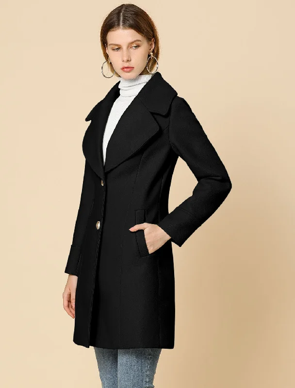 Great Deals Elegant Notched Shawl Collar Single Breasted Winter Long Coat
