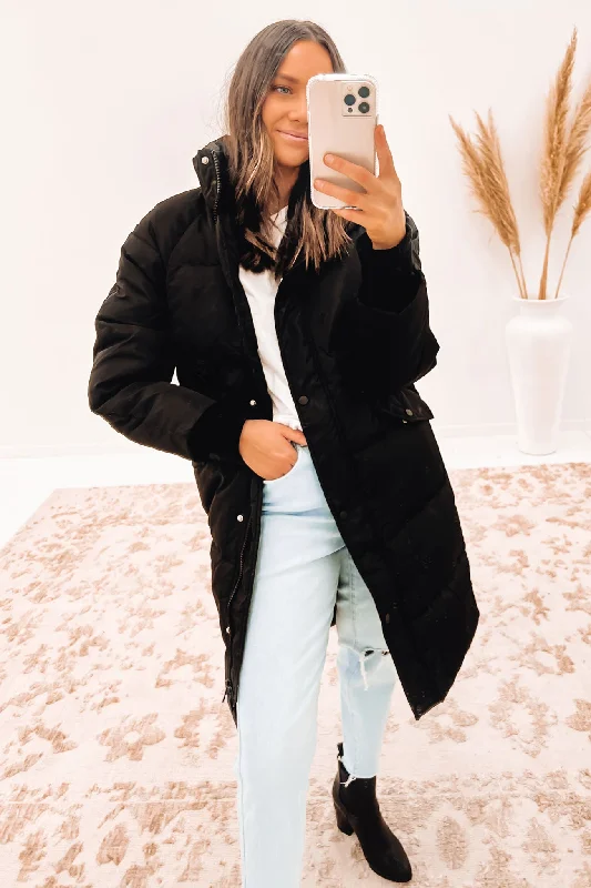 Deal Alert Sienna Longline Puffer Jacket Black