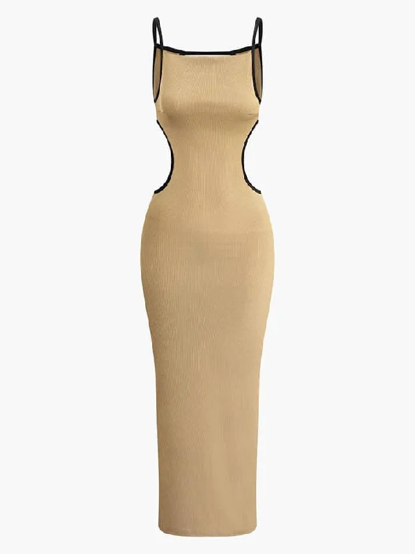 Reduced Prices Contrast Cut Out Backless Slip Maxi Dress