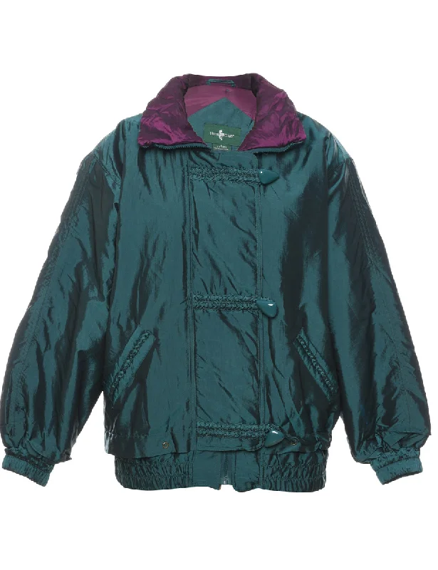 Exclusive Offers Dark Green & Purple Shiny Ski Jacket - L