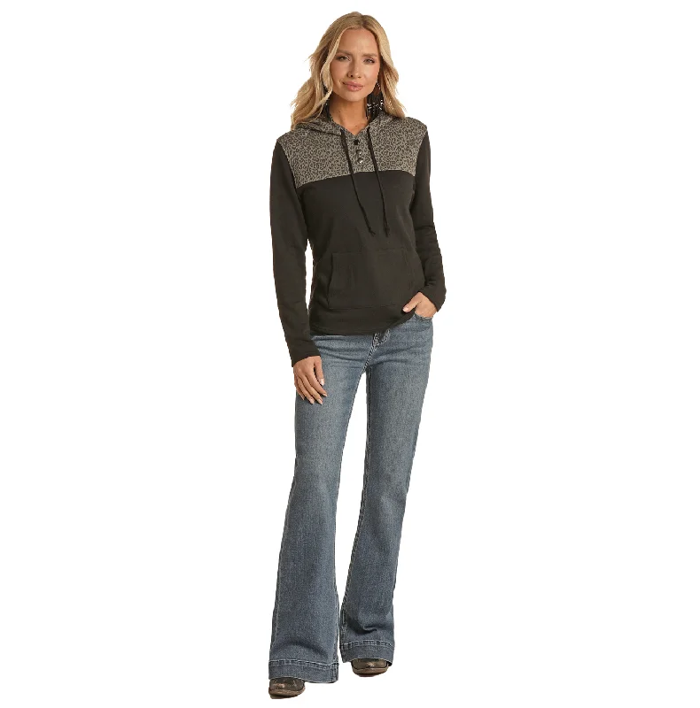 Buy More, Save More Panhandle White Label® Ladies Black Half Snap Hoodie WLWT94R02N-01