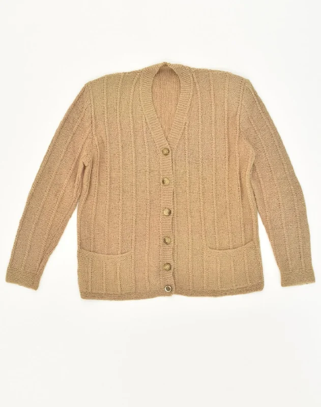 Bargain Bin VINTAGE Womens Cardigan Sweater UK 14 Large Brown Wool