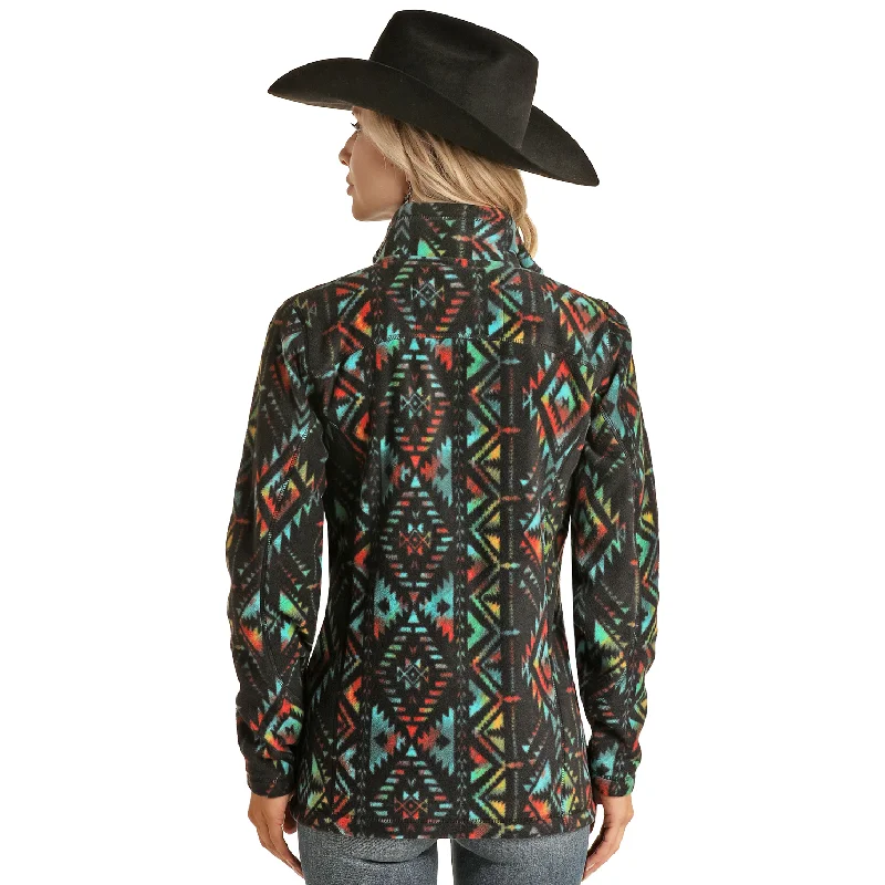 Loyalty Reward Panhandle® Ladies Aztec Print Black Fleece Jacket PRWO92RZXZ-01