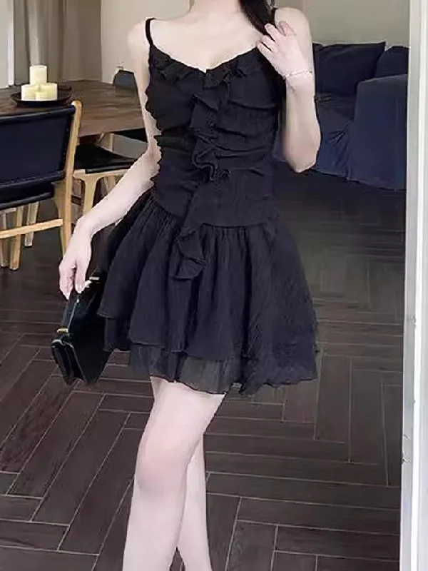 Low Prices Vintage Ruffled V-Neck Mini Dress