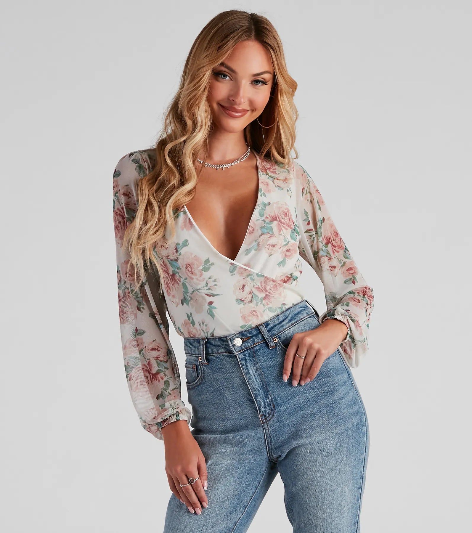 Online Only Pick Me Floral Surplice Top
