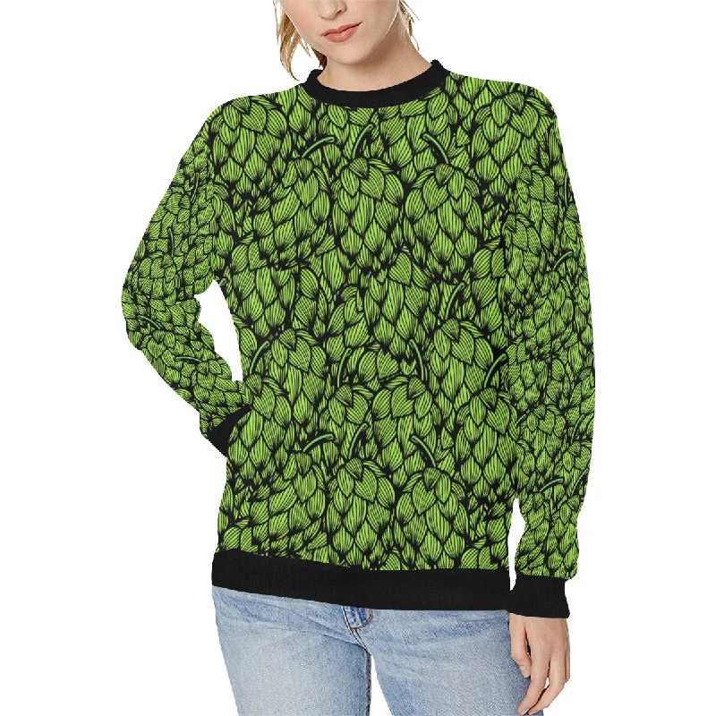 Anniversary Sale Green hop pattern Women's Crew Neck Sweatshirt