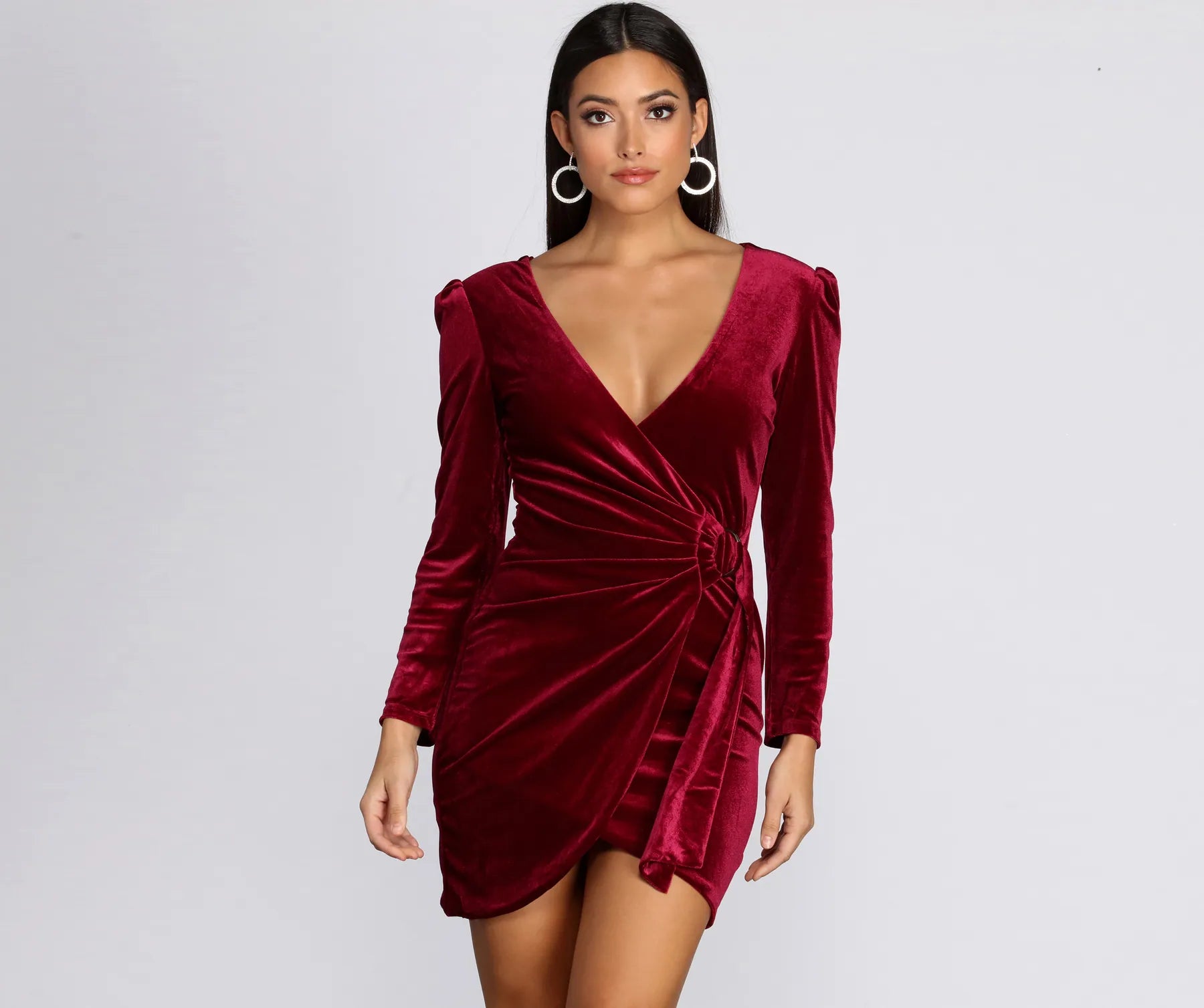 Deal Zone Wrapped In Luxe Velvet Mini Dress