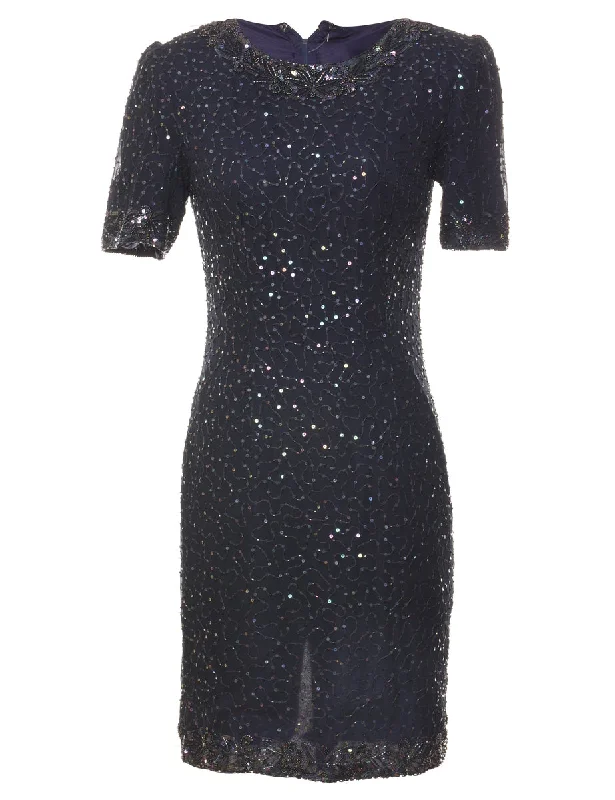 Bargain Blast Navy Sequined Party Dress - S