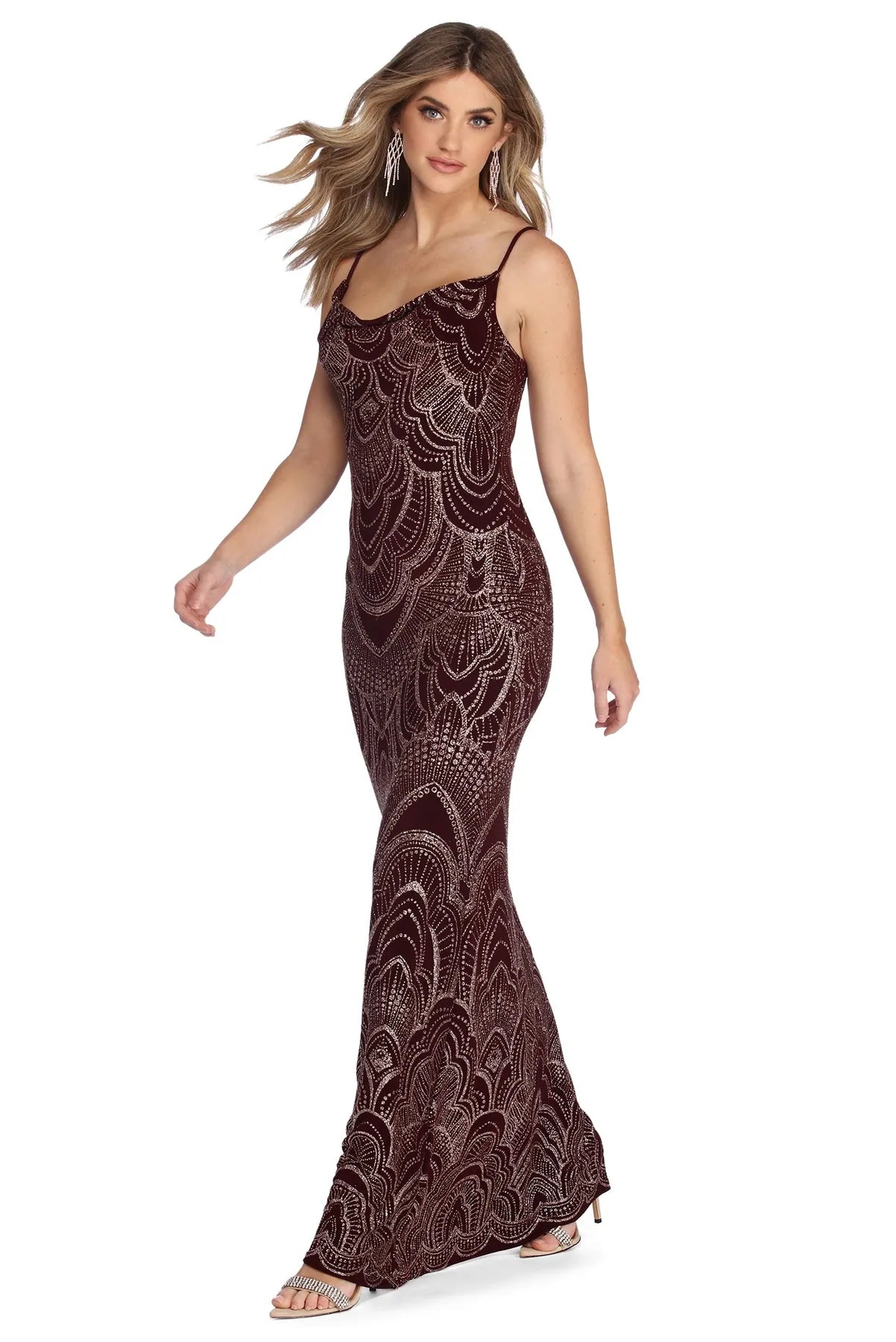Closeout Sale Jessa Formal Bohemian Glitter Dress