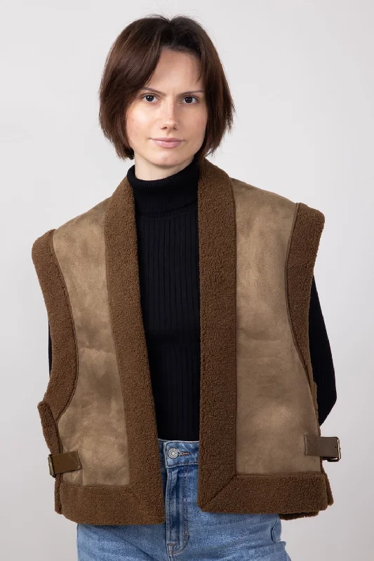 Suede Vest for Women in Brown | QCV420012-BROWN