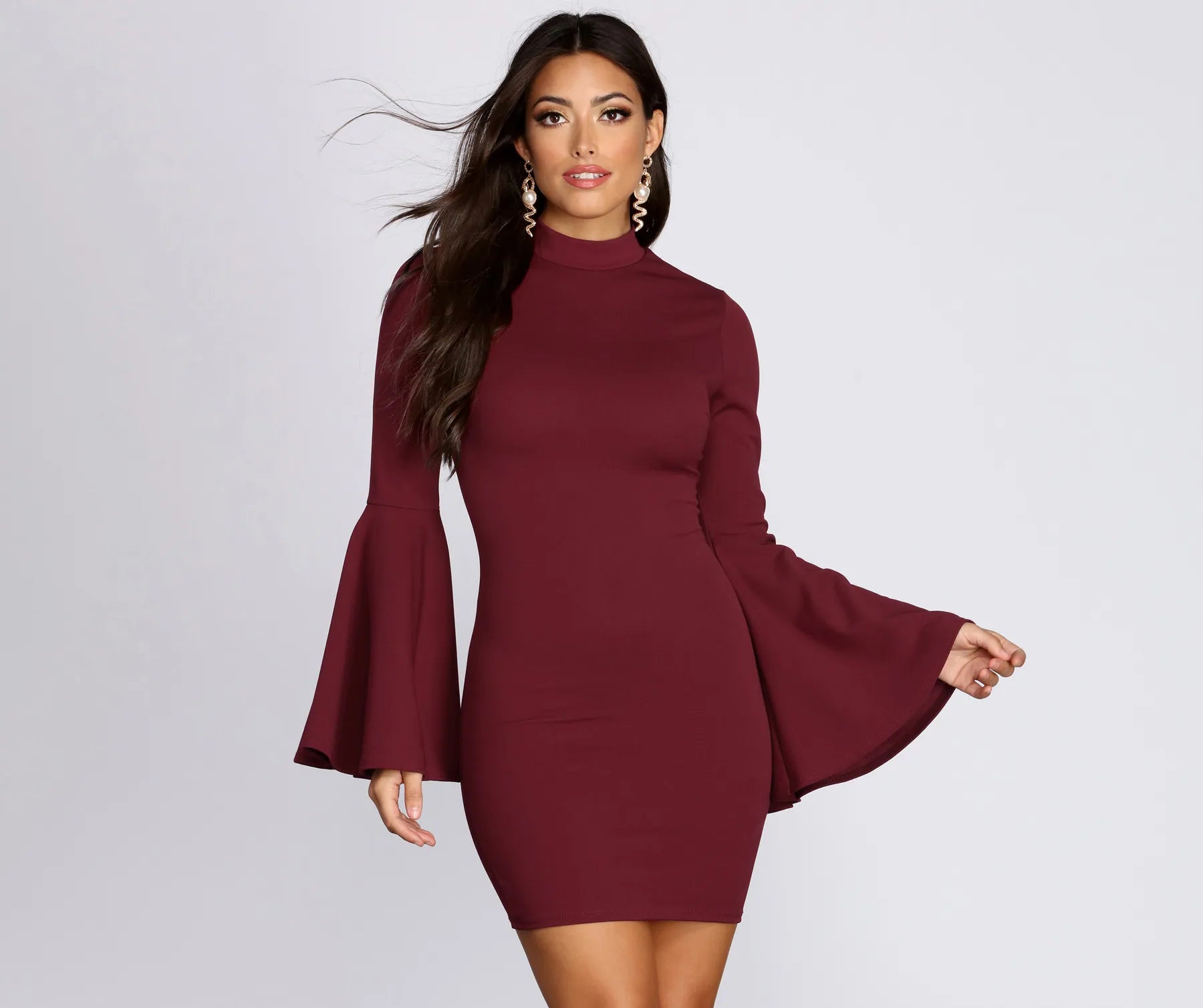 Factory Direct Sale Bell Sleeve Mini Dress