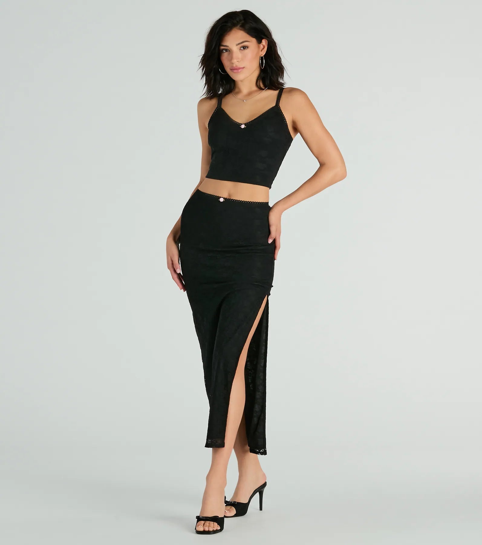 Reduced Prices Alluring Dream High-Rise Lace Rosette Maxi Skirt