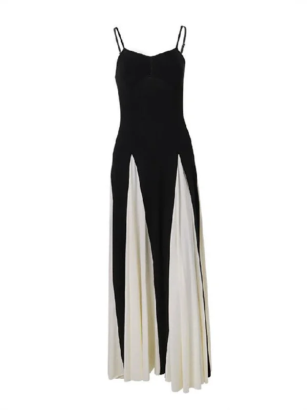 Markdown Madness Contrast Color Slim Fit Spaghetti Strap Maxi Dress