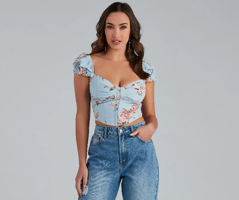 Quick Sale Falling For Floral Poplin Corset