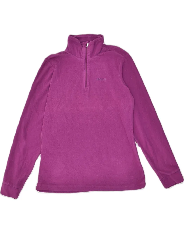 BRUGI Womens Zip Neck Fleece Jumper UK 14 Medium Purple Polyester