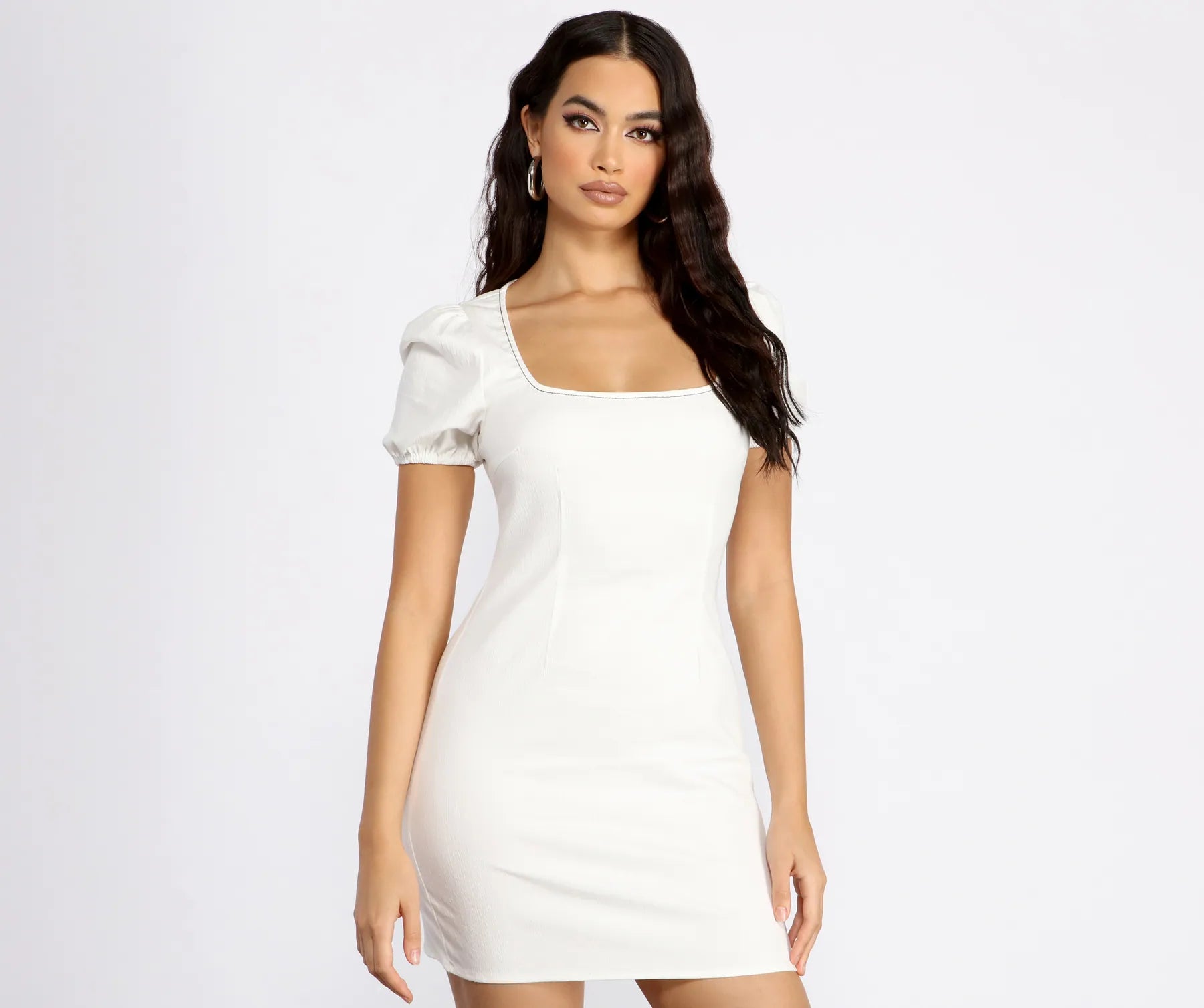 Exclusive Deal Square Neck Denim Mini Dress