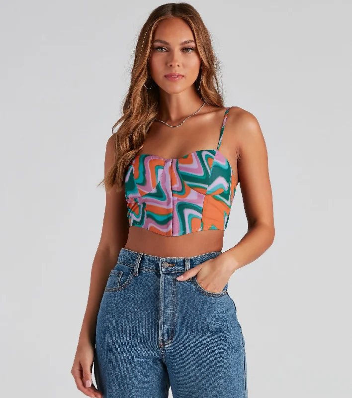 Clearance Sale Silent Disco Swirl Print Corset Top