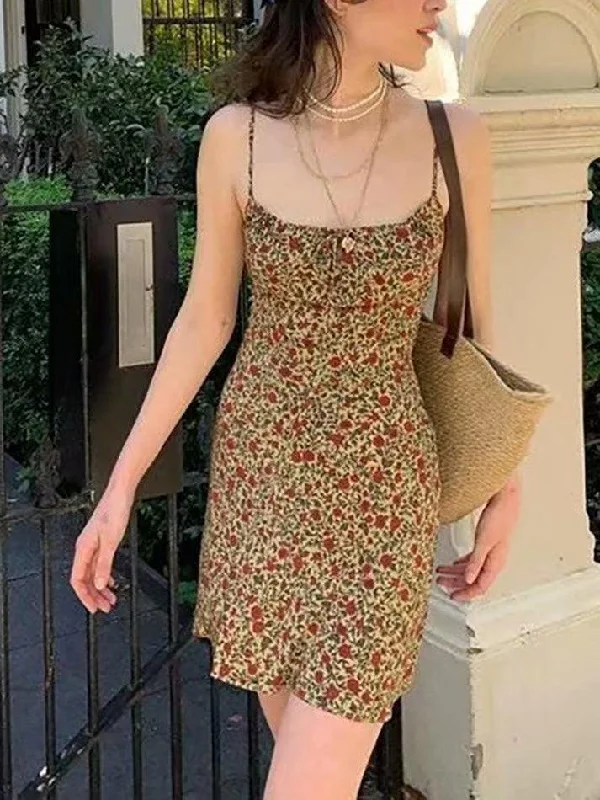 Epic Deals Vintage Floral Slip Mini Dress