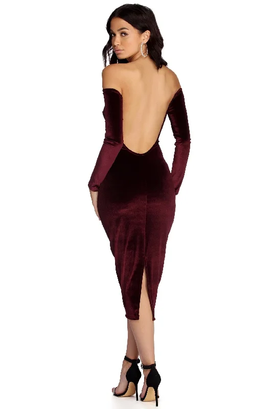 Extra Discounts Abby Formal Velvet Midi Dress