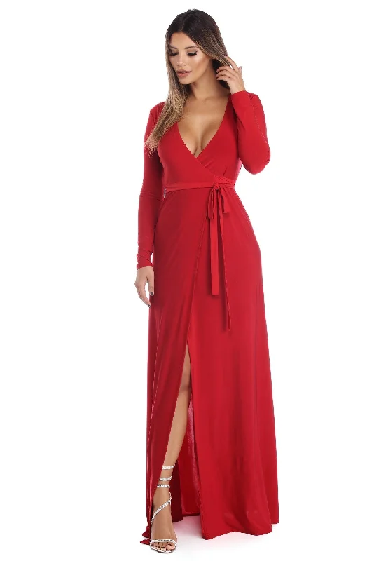 Last Chance Yasmin Long Sleeve Wrap Dress