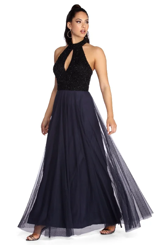 Savings Event Francesca Formal Beaded Chiffon Dress