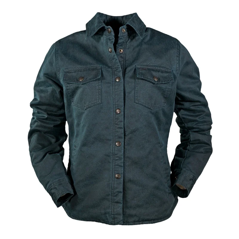 Price Blitz Outback Trading Ladies Ash Navy Snap Shirt Jacket 29676-NVY