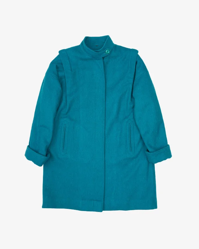 Stock Clearance 1980s Green Wool Overcoat - XL