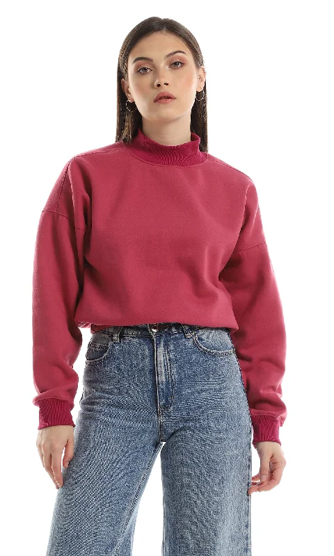 Special Discount O156064 Inner Fleece Mock Neck Sweatshirt With Elastic Trim - Dark Fuchsia Special Discount O156064 Inner Fleece Mock Neck Sweatshirt With Elastic Trim - Dark Fuchsia