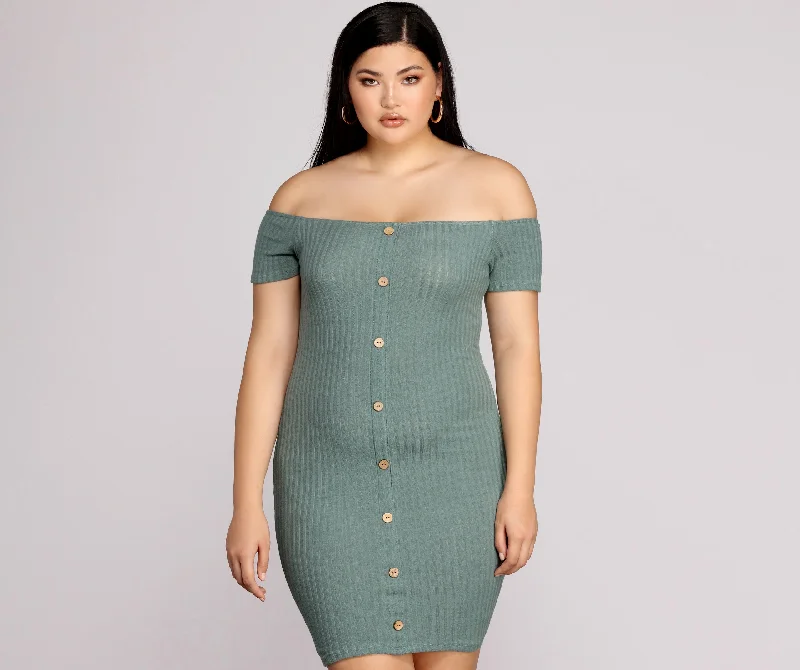 Savings Event Plus Thrill Of Knit Ribbed Dress