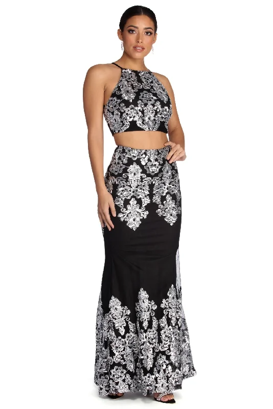 Best Bargains Tamara Formal Metallic Two Piece Dress