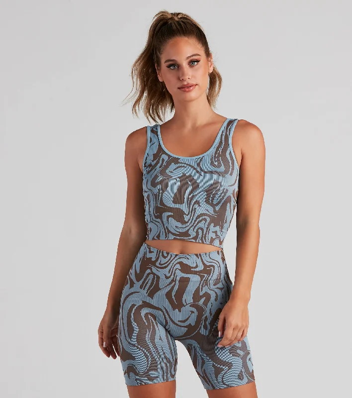 Deal of the Day Retro Swirls Seamless Longline Bralette