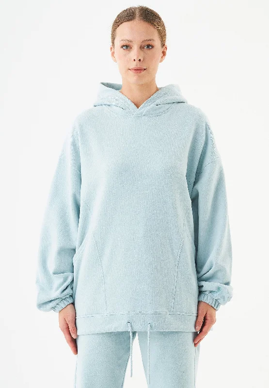 Now or Never Hande Soft Touch Oversize Organic Cotton Hoodie Mint Blue