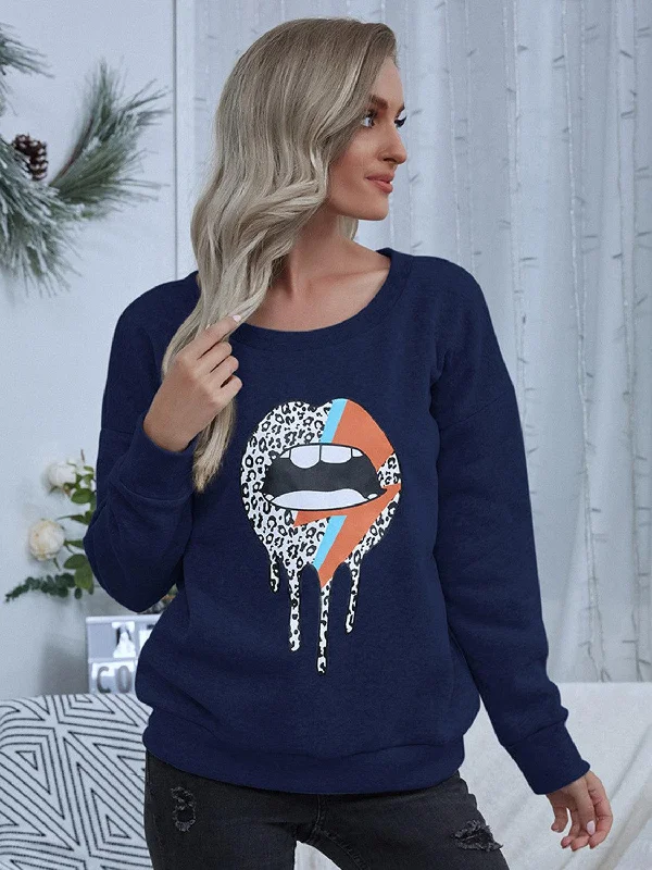Great Deals Lip Graphic Sweatshirt in 2 Colors