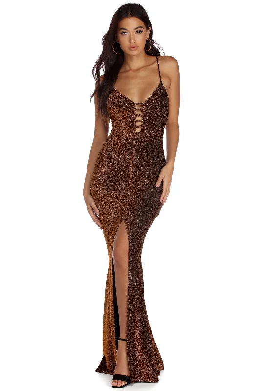 Great Deals Saylor Formal Metallic Lurex Dress
