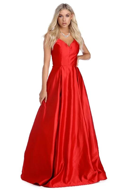 Bargain Bin Aubree Ravishing Satin Ball Gown