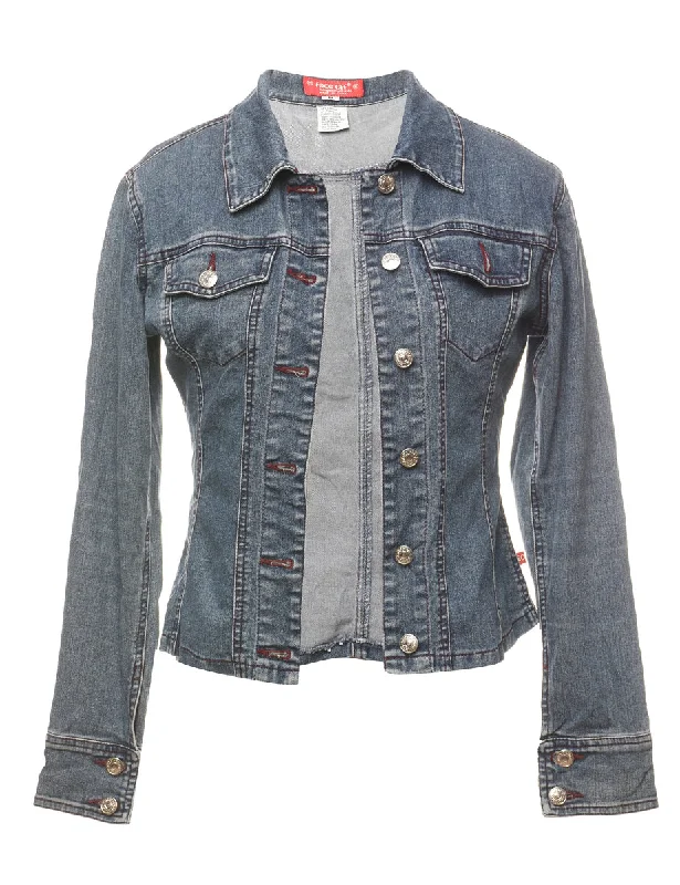 Discount Extravaganza Y2K Faded Wash Tailored Denim Jacket  - S