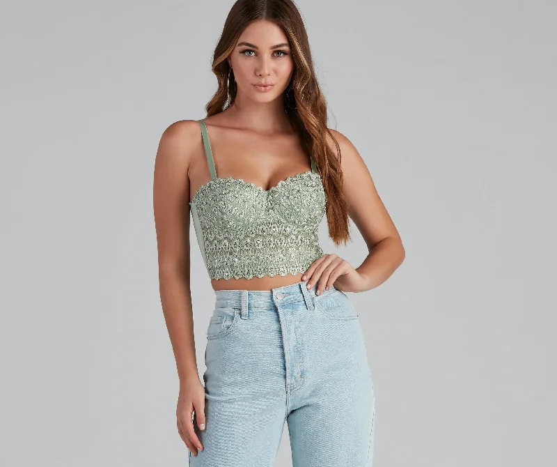 Price Slash Bead It Embellished Lace Bustier