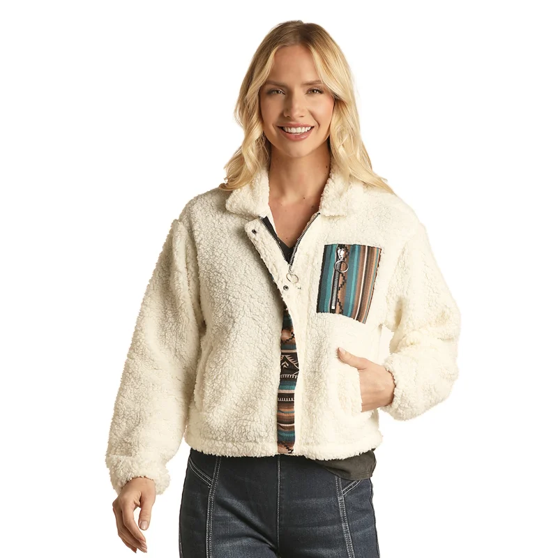 Amazing Deals Panhandle® Ladies Zip-up Off White Sherpa Jacket RRWT92R0AW