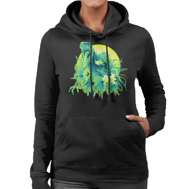 Flash Sale Jurassic Park Velociraptor Jungle Sun Women's Hooded Sweatshirt