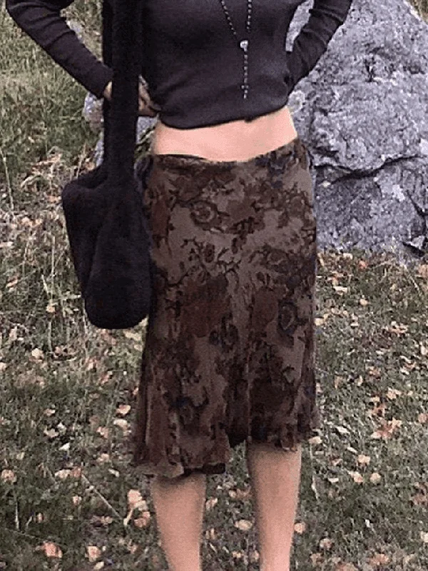 Final Markdown Mesh Floral Midi Skirt
