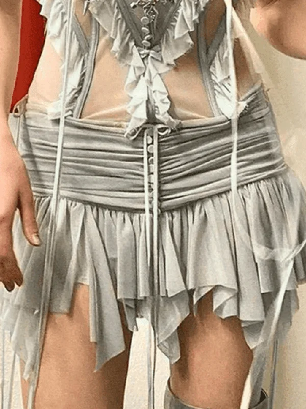 Limited Time Ruched Mesh Micro Mini Skirt