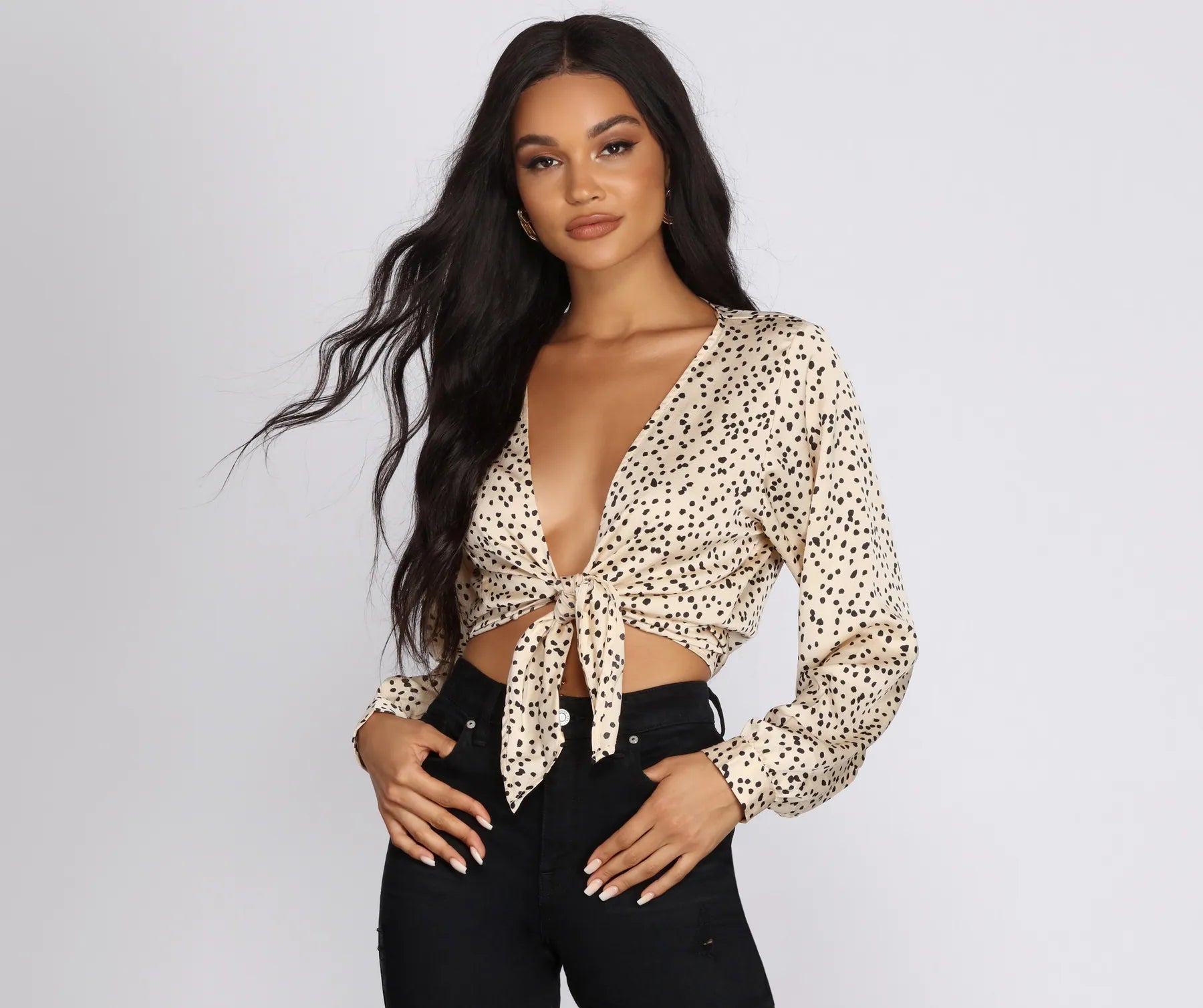 Weekend Special Polka Dot Party Tie Front Top