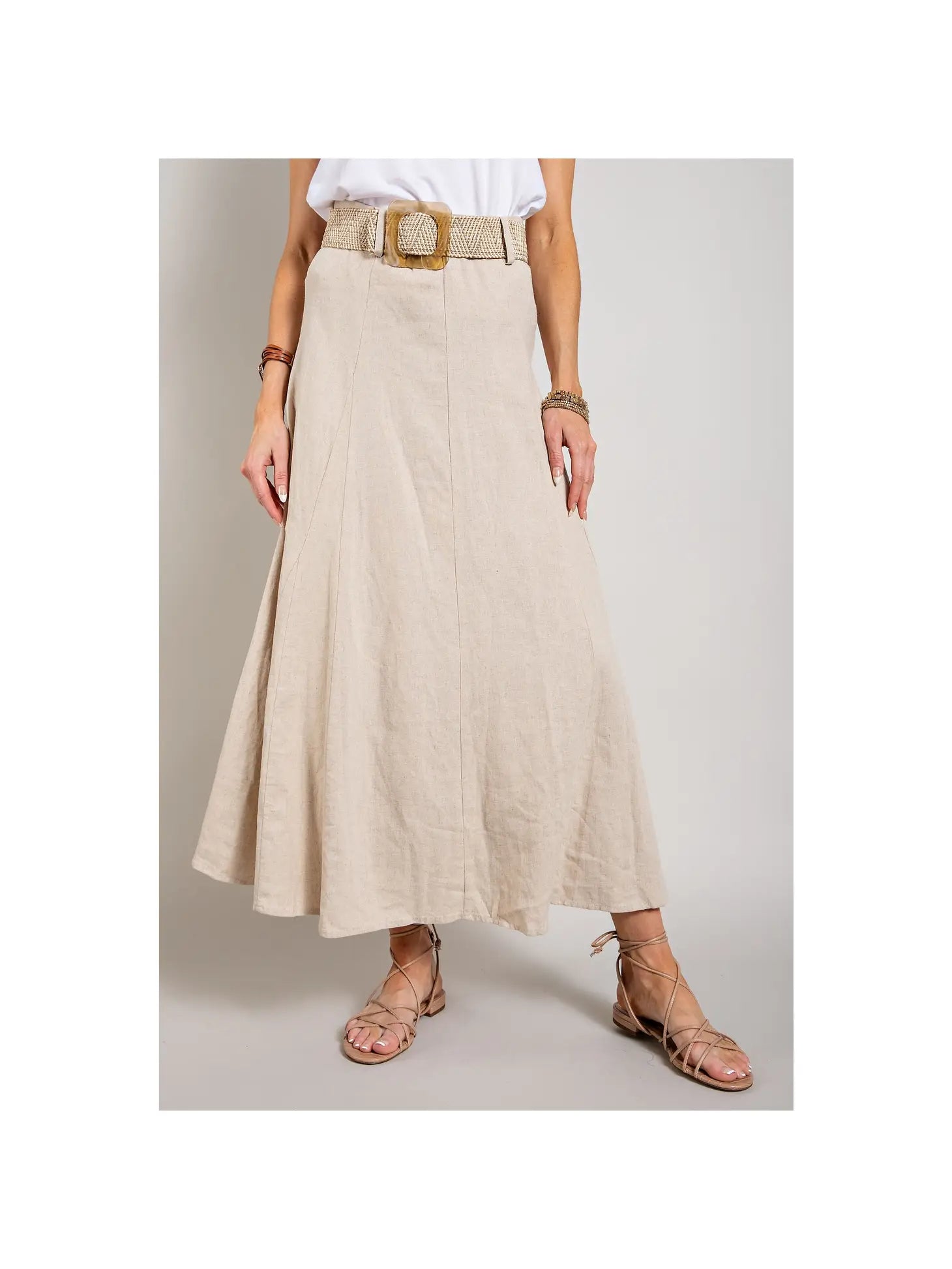 Sneak Peek Sale Linen Belted Maxi Skirt