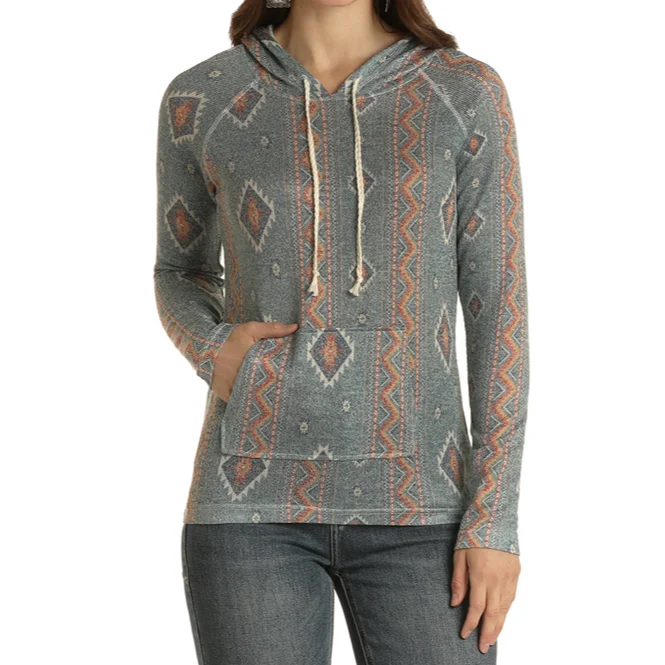 While Supplies Last Panhandle White Label® Ladies Aztec Print Jade Pullover Hoodie WLWT94R01N-34