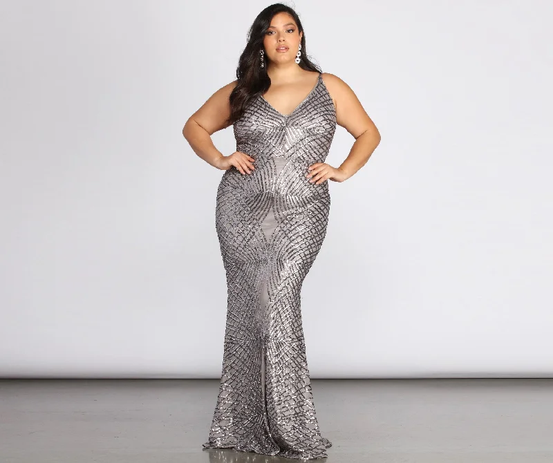 Exclusive Offers Plus Alani Sequin Scroll Dress