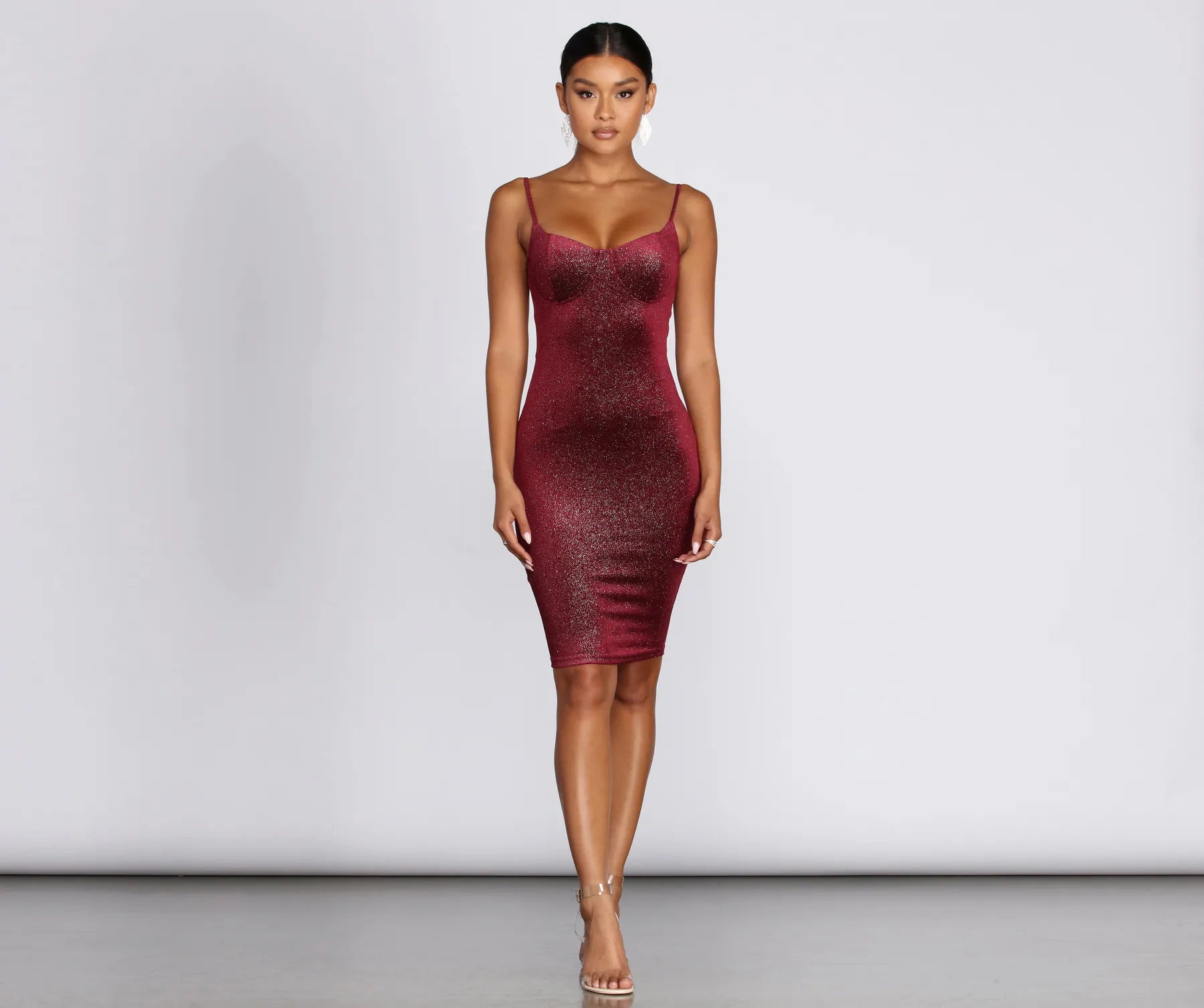 Take Advantage Sweetheart Velvet Glitter Midi Dress