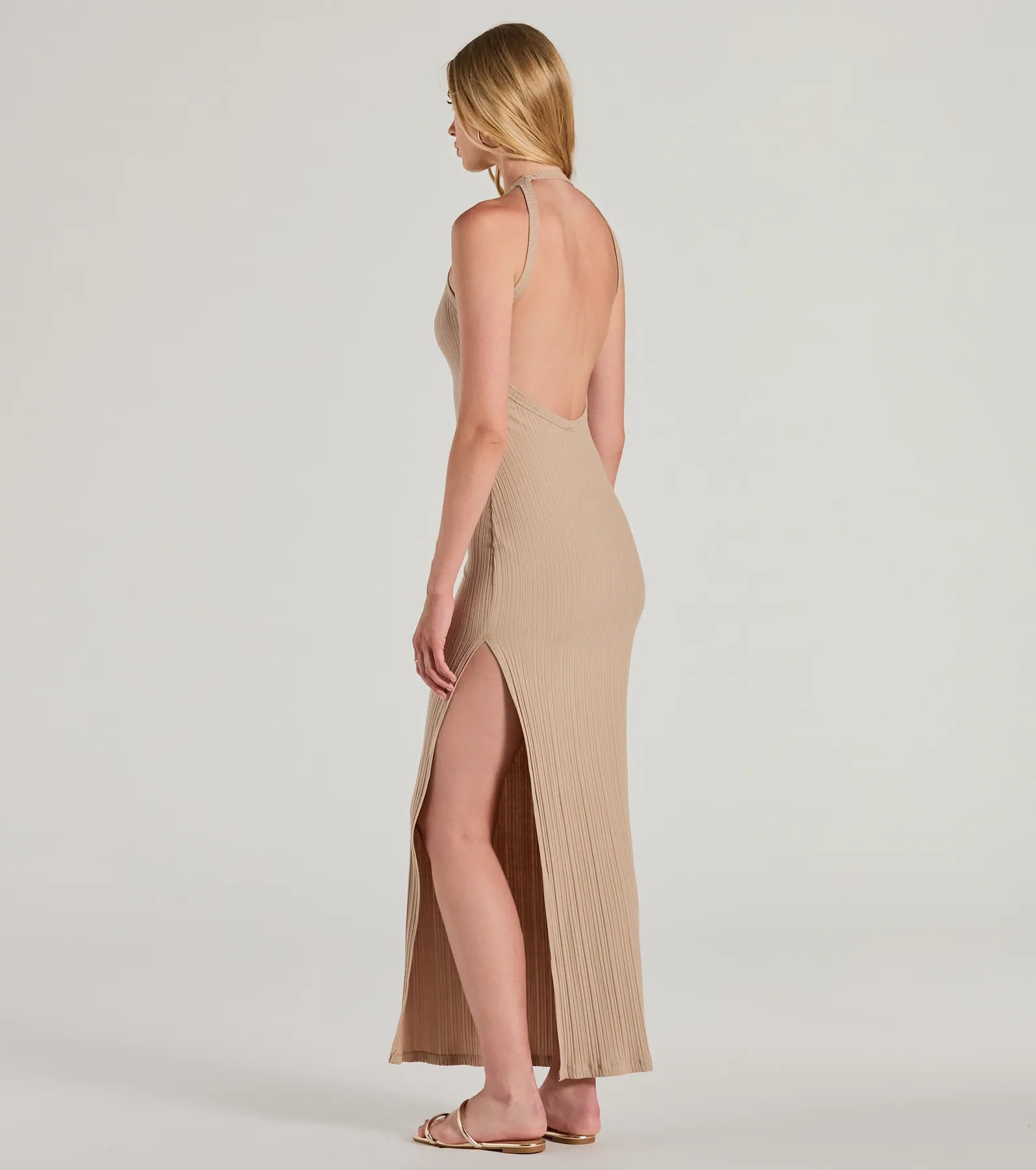 Online Only Fall Into Fashion Crew Neck Open Back Maxi Dress