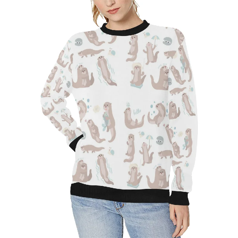 Online Only Cute sea otters pattern Women's Crew Neck Sweatshirt