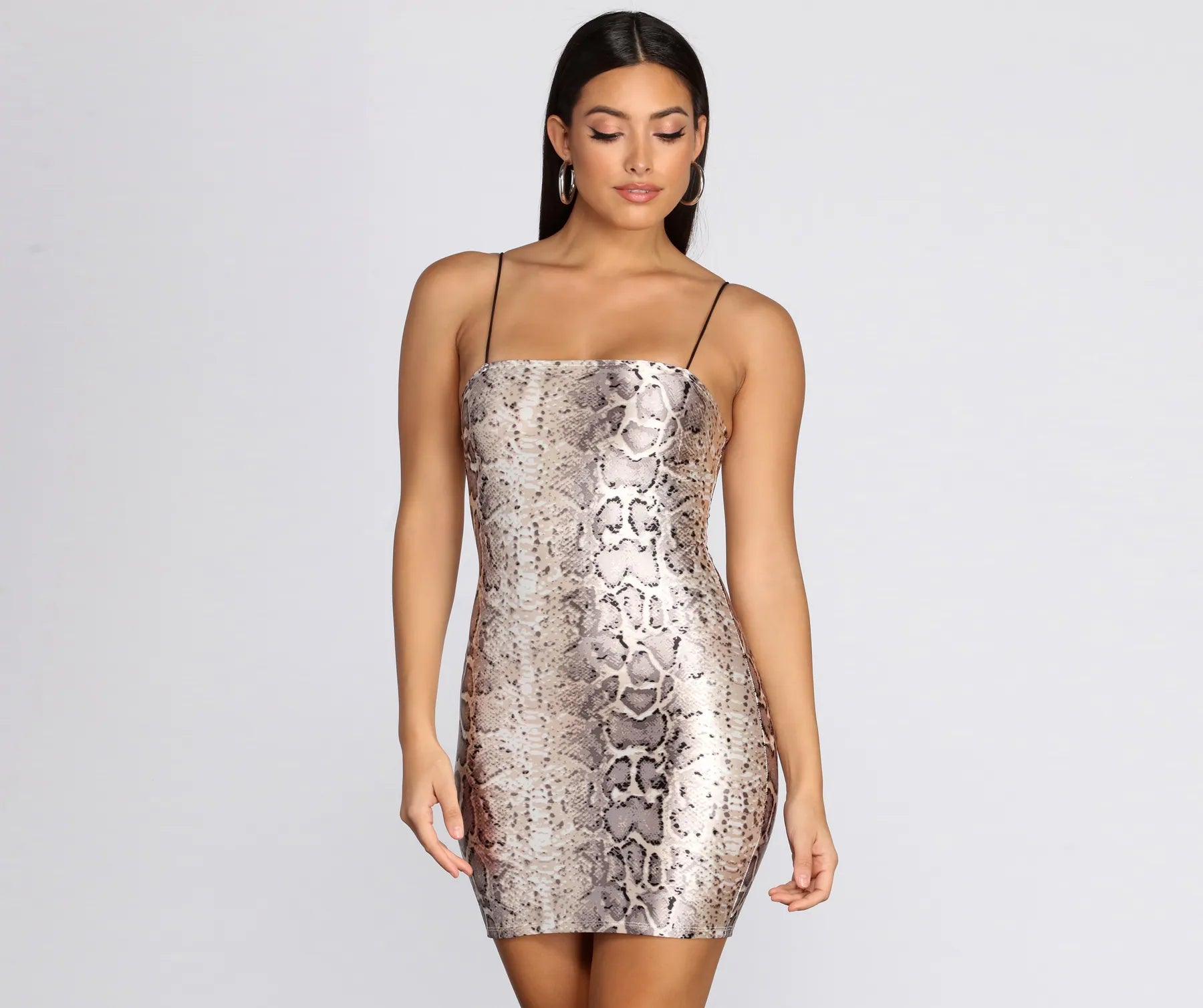 Massive Deals Satin Snake Print Mini Dress